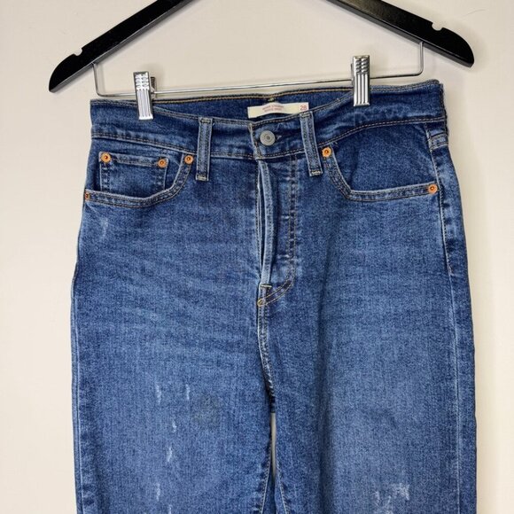 Levi's Distressed Wedgie Straight Medium Wash Jeans Size 28 - Picture 3 of 16
